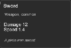 A hover card that shows the name of an item, its kind and its stats