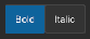 Two toggle buttons joined in a button set: Bold is pressed and has the accent color, Italic is not pressed