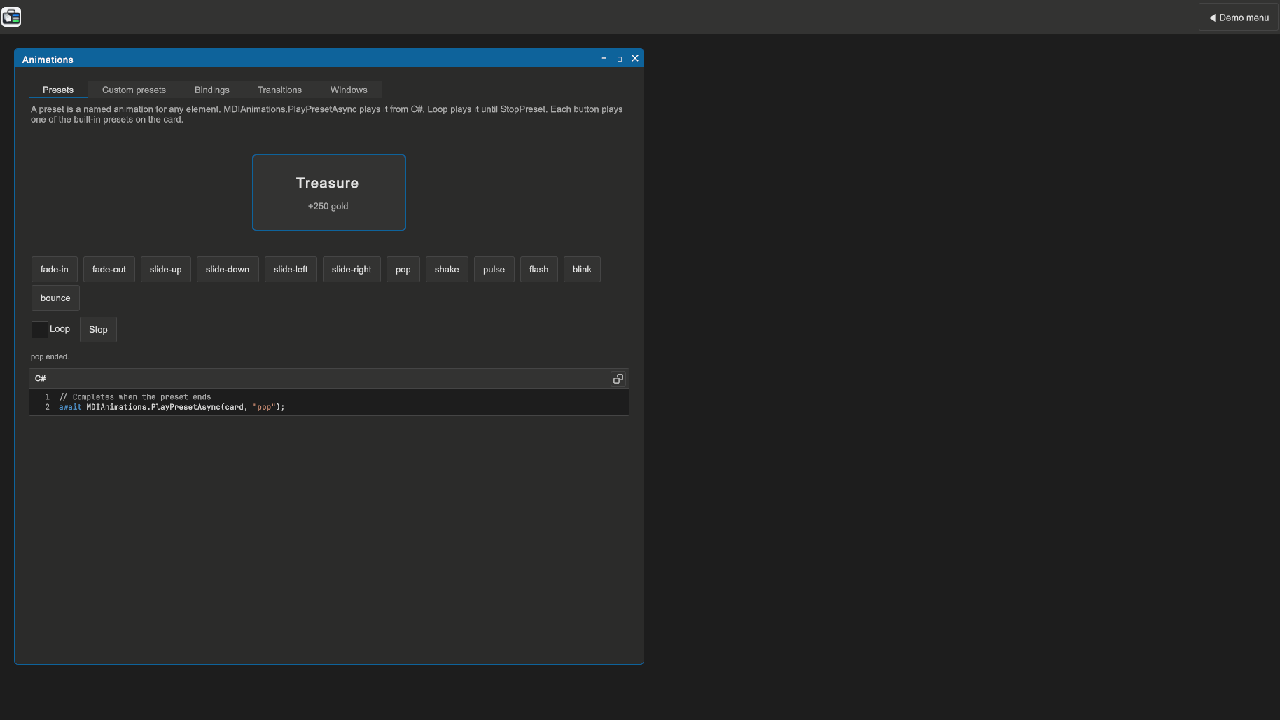 AnimationsDemo example scene