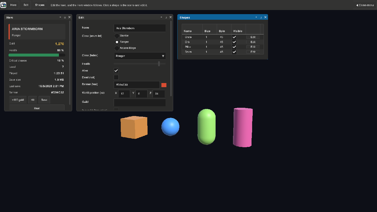 Bindings example scene