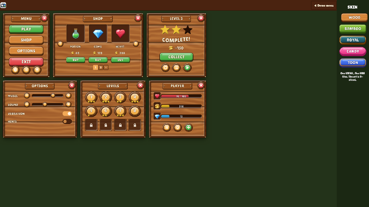 GameSkins example scene