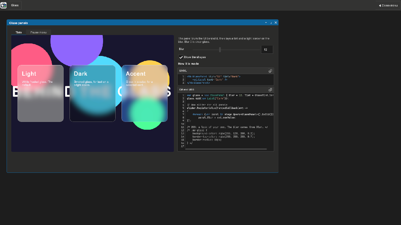 GlassDemo example scene