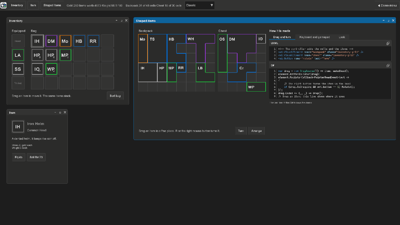 Inventory example scene