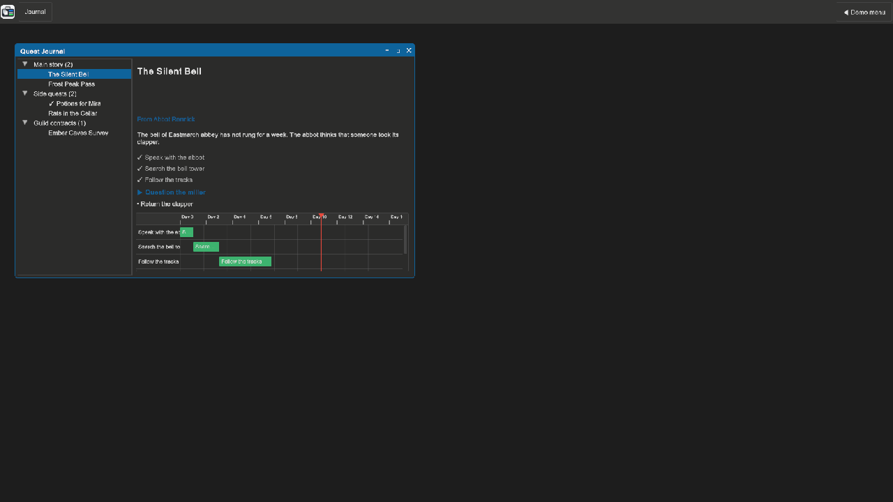 QuestJournal example scene