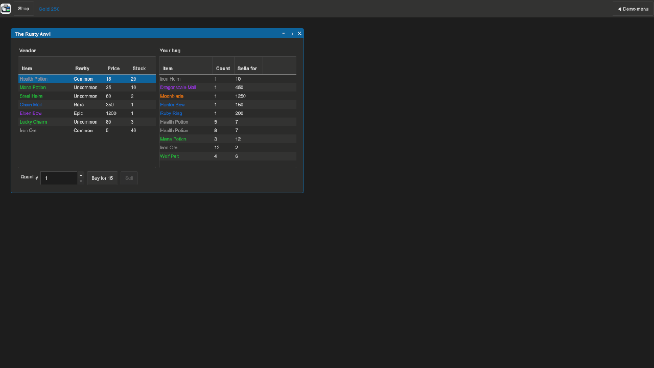 Shop example scene